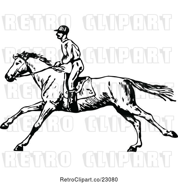 Vector Clip Art of Jockey on a Galloping Horse 2