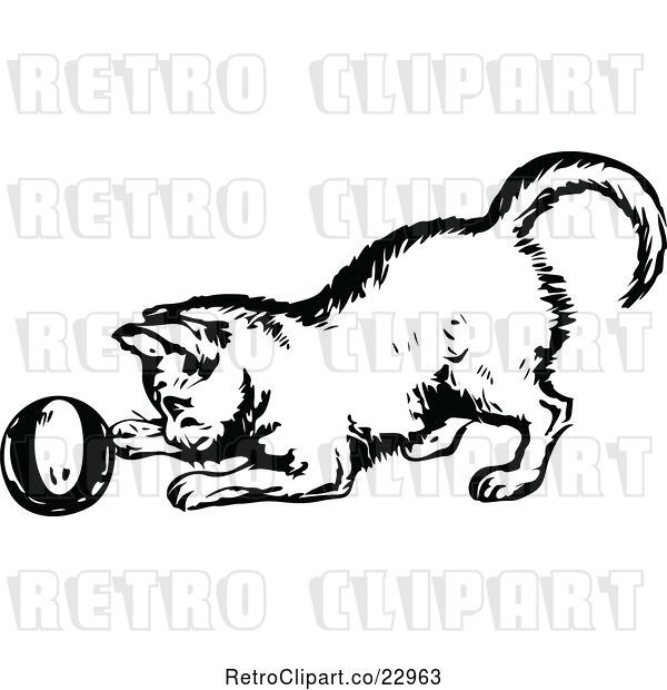 Vector Clip Art of Kitten Playing with a Ball