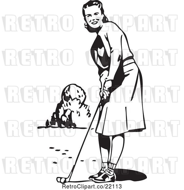 Vector Clip Art of Lady Golfing