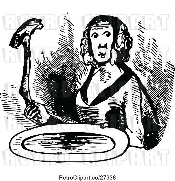 Vector Clip Art of Lady Holding a Plate
