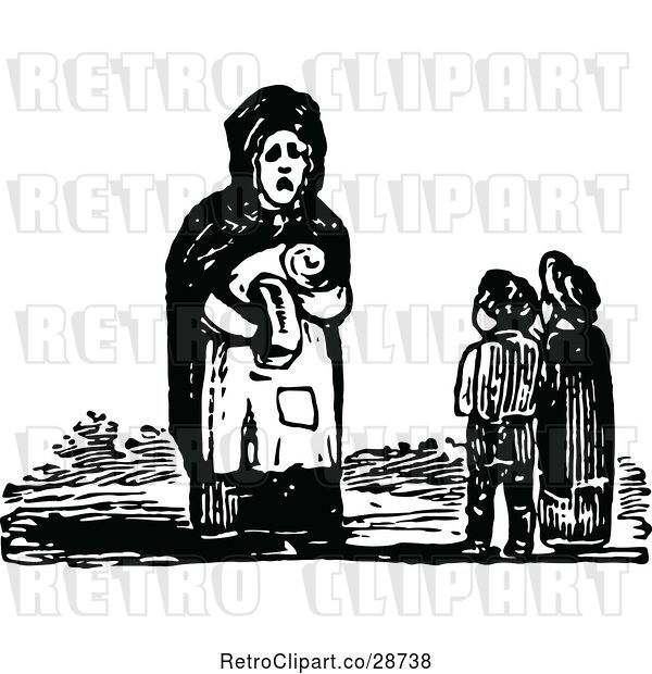 Vector Clip Art of Lady Talking to Two KChildren