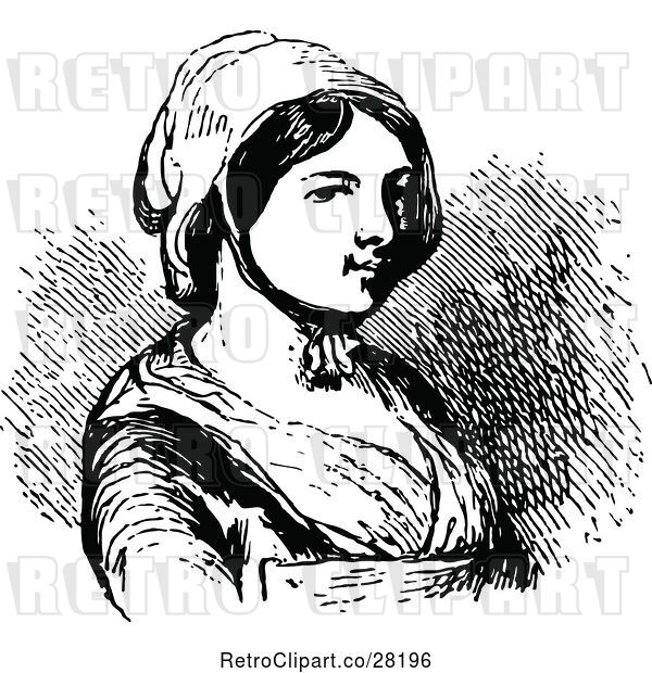 Vector Clip Art of Lady Wearing a Bonnet
