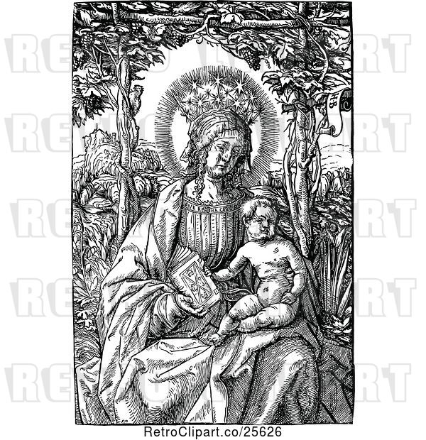 Vector Clip Art of Madonna with Child