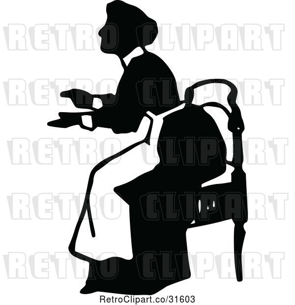 Vector Clip Art of Maid Sitting and Talking