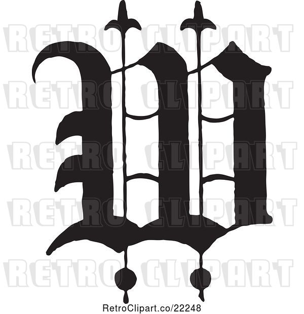 Vector Clip Art of Old English Abc Letter W