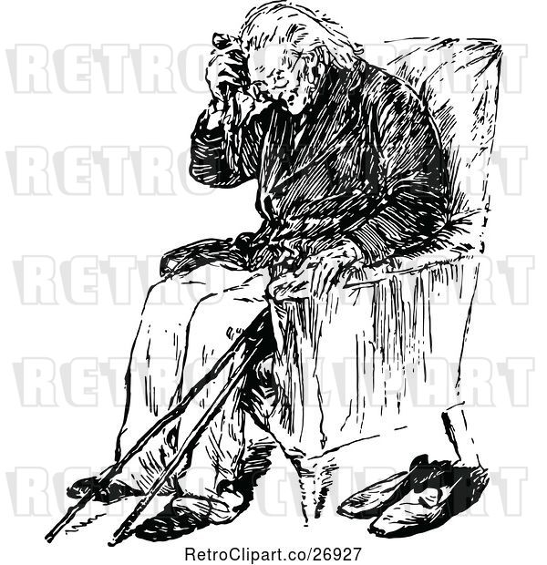 Vector Clip Art of Old Guy Sitting