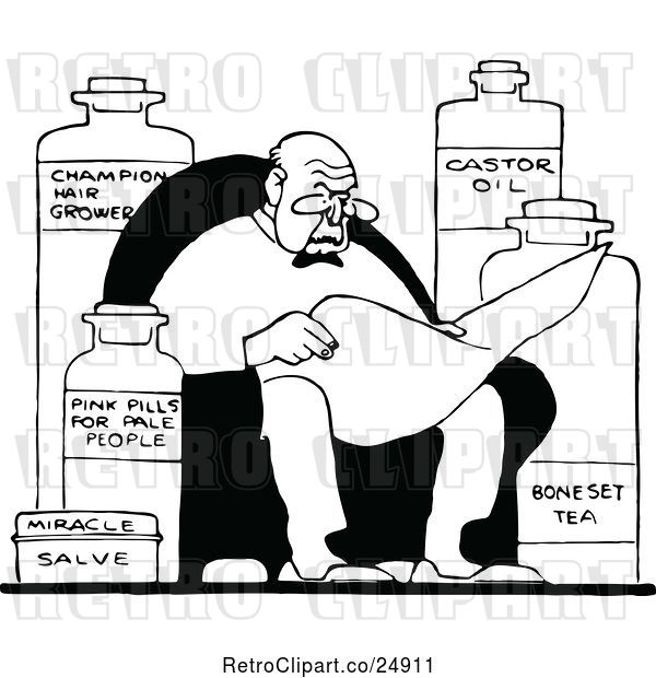 Vector Clip Art of Old Guy with Bottles