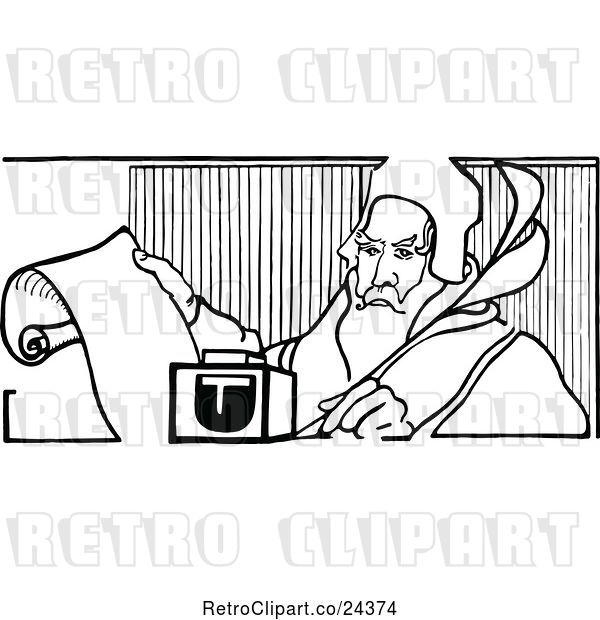 Vector Clip Art of Old Guy Writing