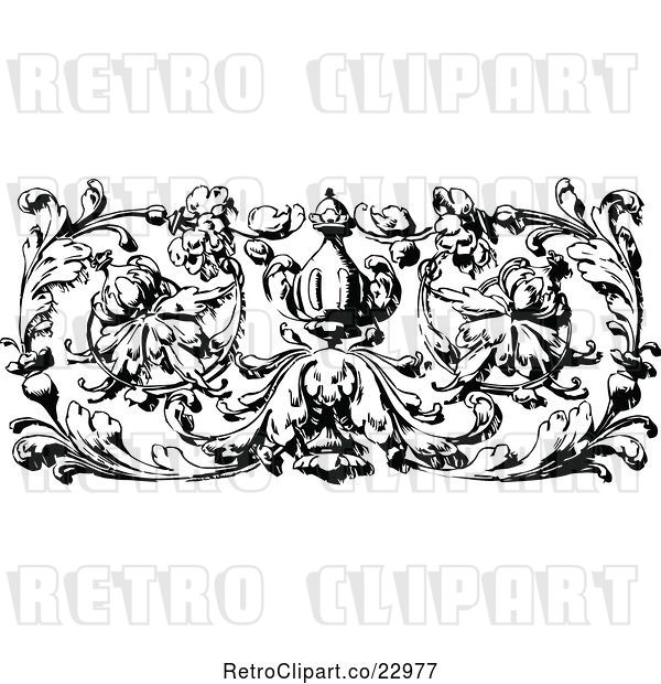 Vector Clip Art of Ornamental Fleur and Urn Border Design Element