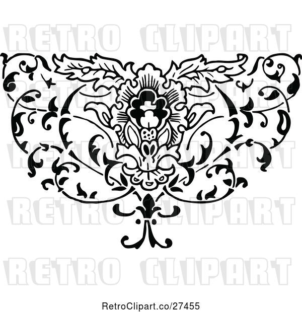 Vector Clip Art of Ornate Floral Design Element