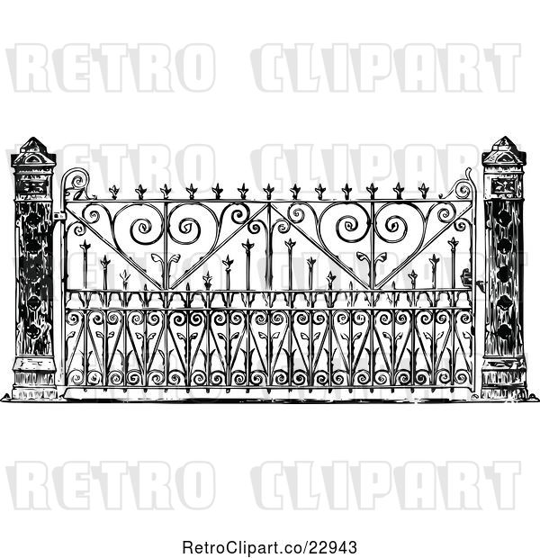 Vector Clip Art of Ornate Wrought Iron Gate