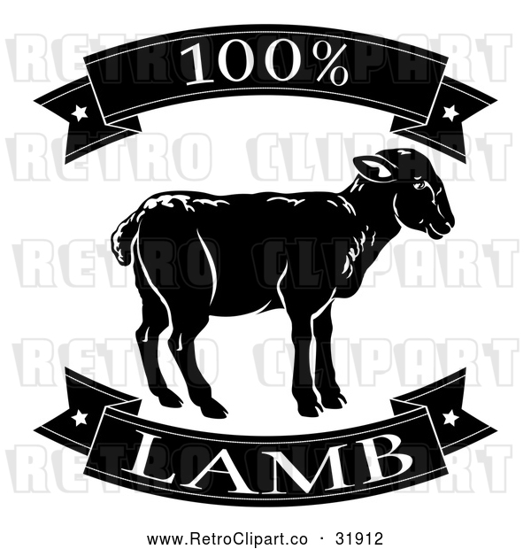 Vector Clip Art of Retro 100 Percent Lamb Food Banners