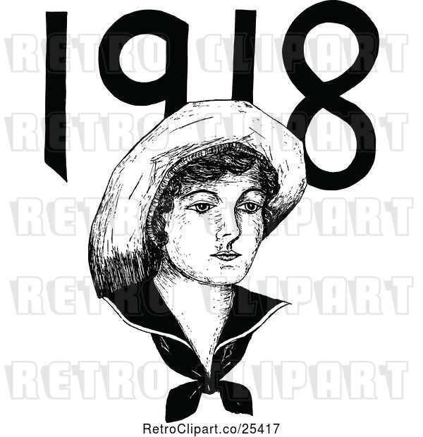 Vector Clip Art of Retro 1918 Lady