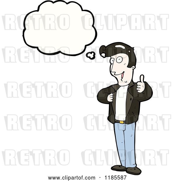 Vector Clip Art of Retro 1950's Guy with a Pompadour Thinking