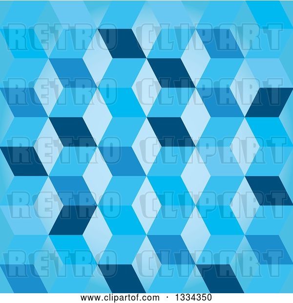 Vector Clip Art of Retro 3d Seamless Geometric Background of Cubes in Blue