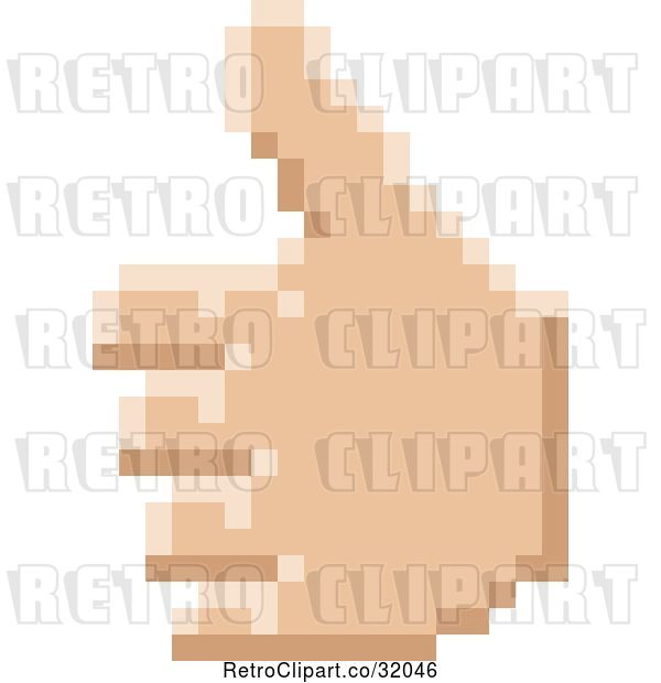 Vector Clip Art of Retro 8 Bit Pixel Art Styled Hand Giving a Thumb up