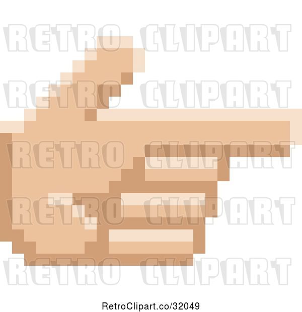 Vector Clip Art of Retro 8 Bit Pixel Art Styled Hand Pointed like a Gun