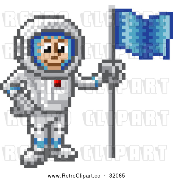 Vector Clip Art of Retro 8 Bit Pixel Art Video Game Styled Astronaut