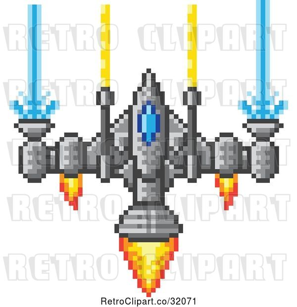 Vector Clip Art of Retro 8 Bit Pixel Art Video Game Styled Spaceship