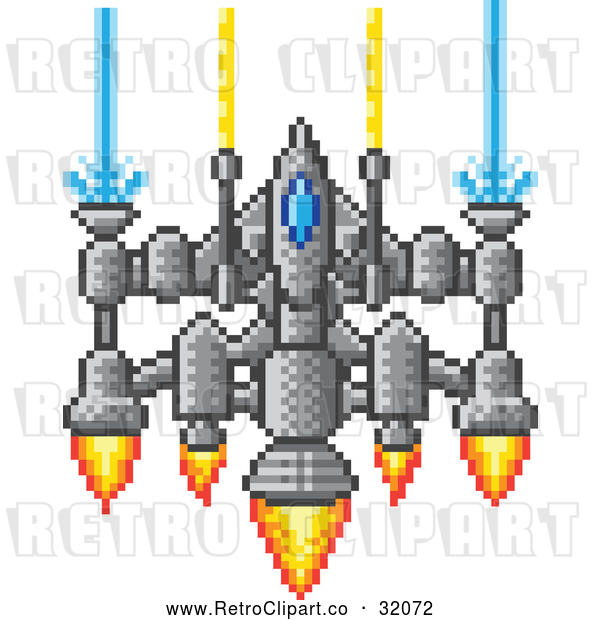 Vector Clip Art of Retro 8 Bit Pixel Art Video Game Styled Spaceship