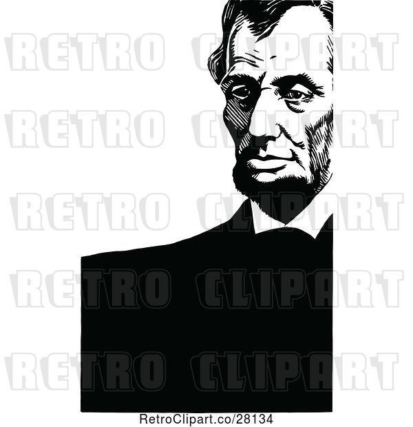Vector Clip Art of Retro Abraham Lincoln with Copyspace