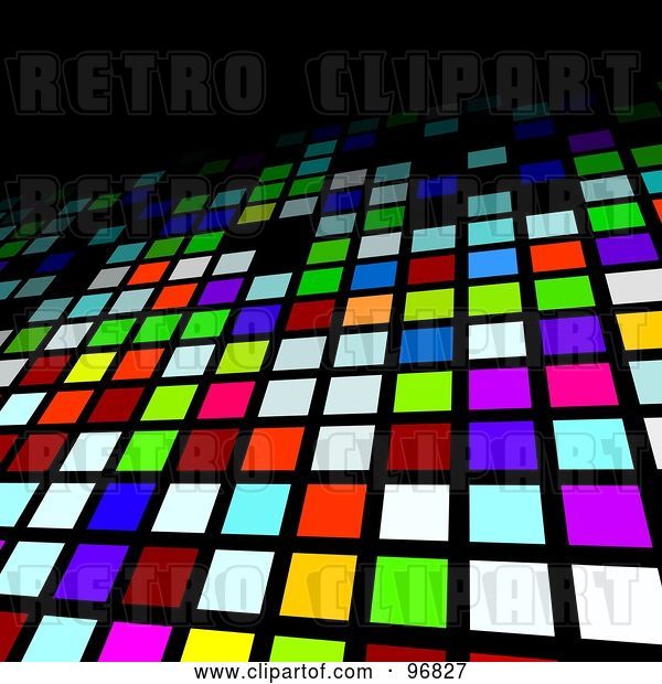 Vector Clip Art of Retro Abstract Colorful Mosaic Background Leading up and Fading into Black