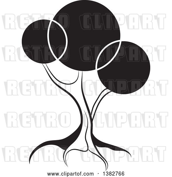 Vector Clip Art of Retro Abstract Tree with Circles