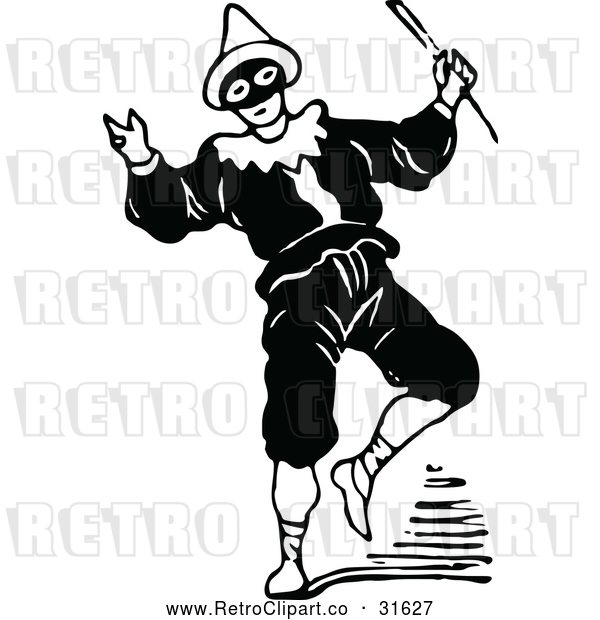 Vector Clip Art of Retro Actor in a Masked Costume