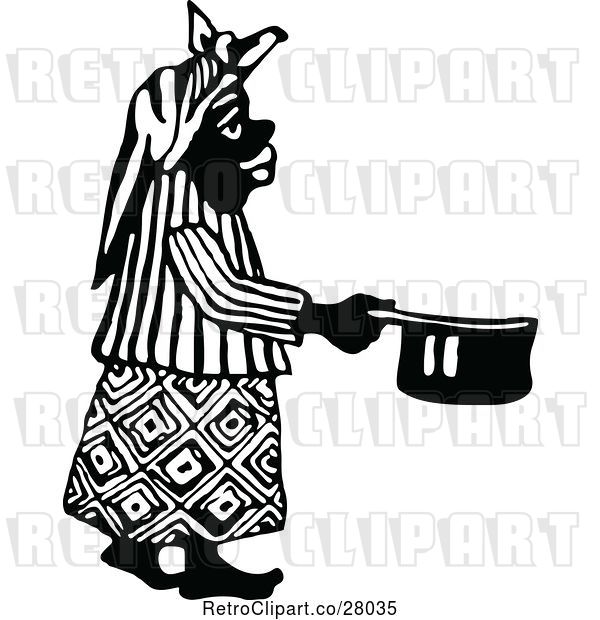 Vector Clip Art of Retro African Lady Holding a Pot