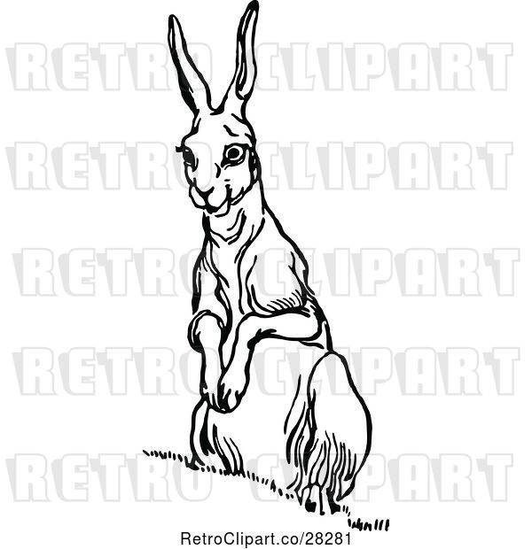 Vector Clip Art of Retro Alert Rabbit