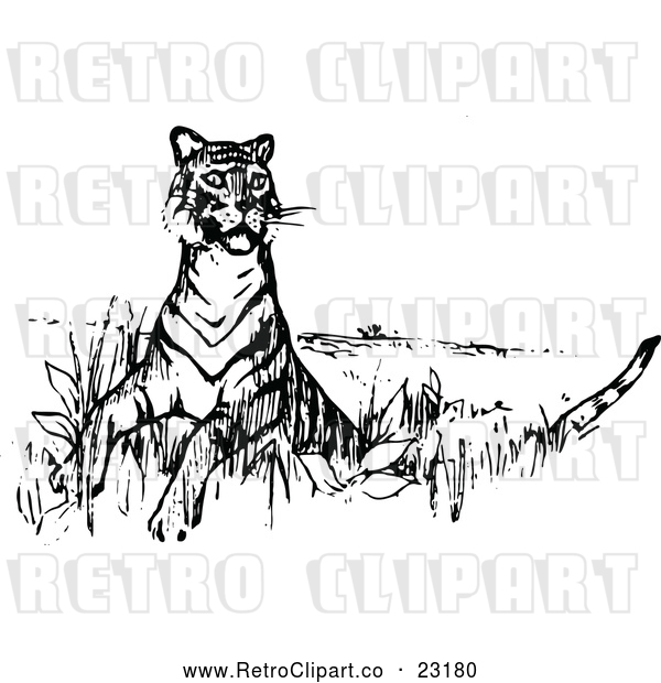 Vector Clip Art of Retro Alert Tiger