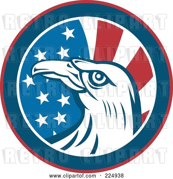 Vector Clip Art of Retro American Eagle and Flag Circle Logo