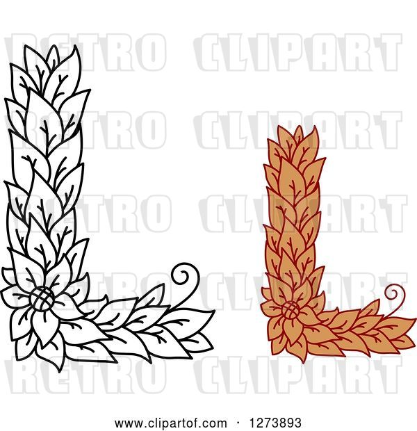 Vector Clip Art of Retro and Colored Floral Capital Letter L Designs