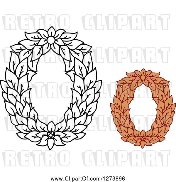 Vector Clip Art of Retro and Colored Floral Capital Letter O Designs