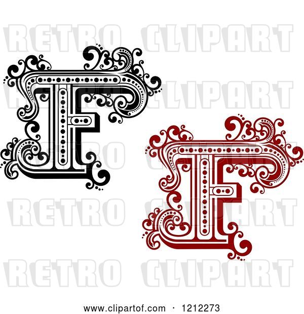 Vector Clip Art of Retro and Red Letter F