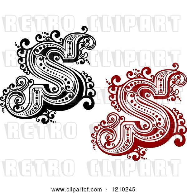 Vector Clip Art of Retro and Red Letter S
