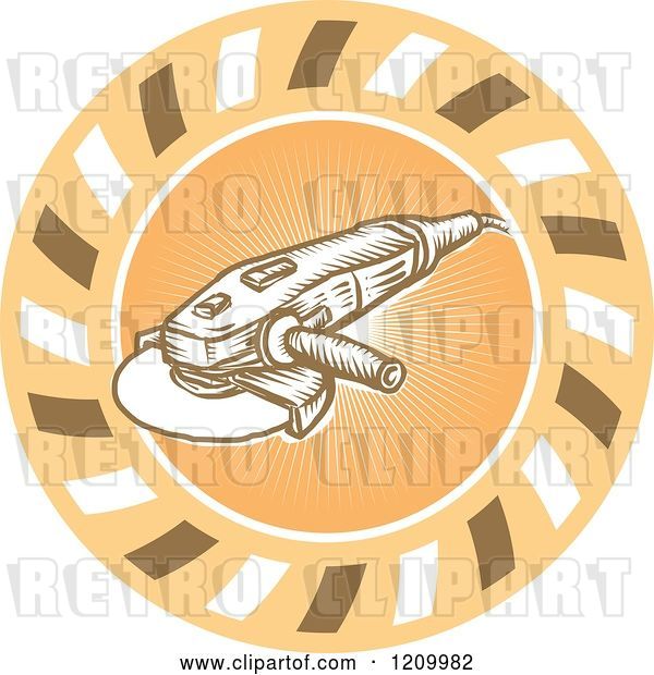 Vector Clip Art of Retro Angle Side Grinder Tool in a Circle