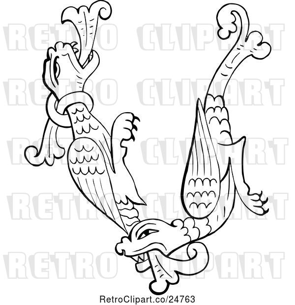 Vector Clip Art of Retro Anglo Saxon Dragon Design