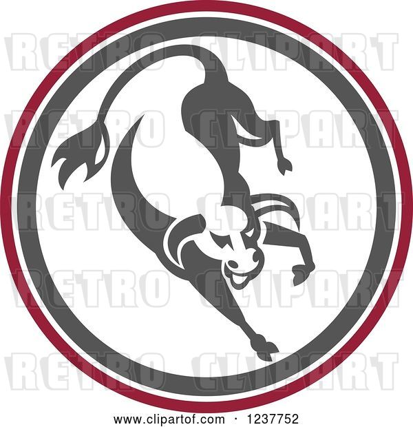 Vector Clip Art of Retro Angry Bull in a Circle