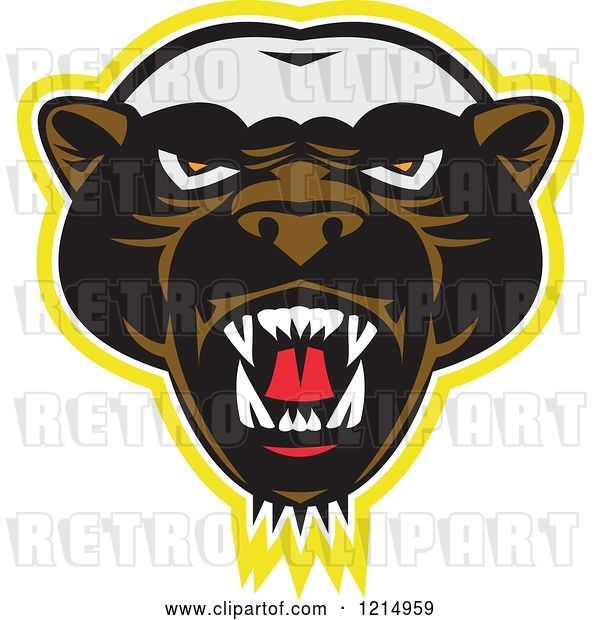 Vector Clip Art of Retro Angry Honey Badger Mascot Face