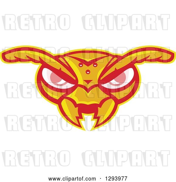 Vector Clip Art of Retro Angry Hornet Face