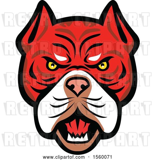 Vector Clip Art of Retro Angry Tiger Bulldog Dog Mascot