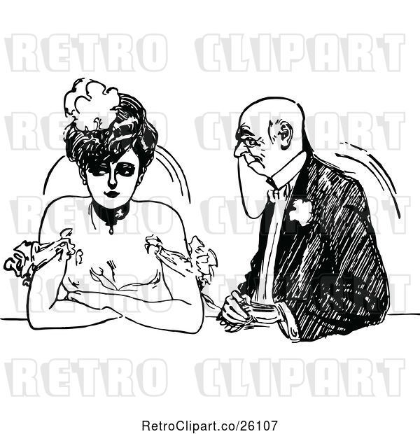 Vector Clip Art of Retro Annoyed Lady and Old Suitor