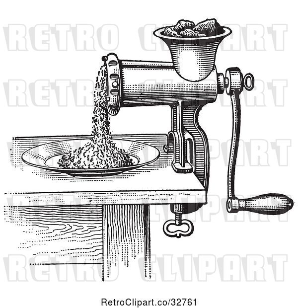 Vector Clip Art of Retro Antique Meat Grinder or Chopper in