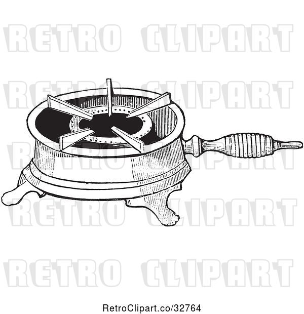 Vector Clip Art of Retro Antique Single Burner Gas Stove for Boiling in