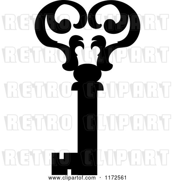 Vector Clip Art of Retro Antique Skeleton Key 11