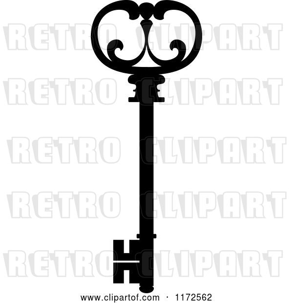 Vector Clip Art of Retro Antique Skeleton Key 12