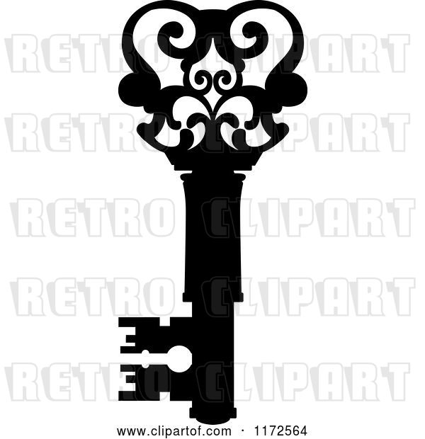 Vector Clip Art of Retro Antique Skeleton Key 14