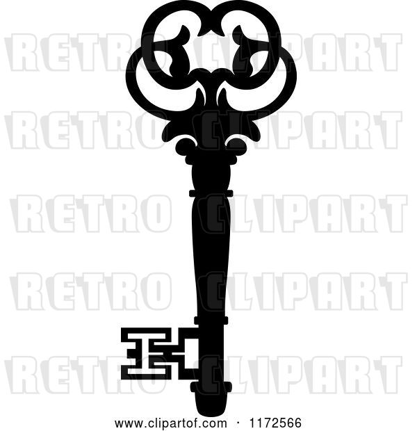 Vector Clip Art of Retro Antique Skeleton Key 16