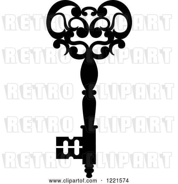 Vector Clip Art of Retro Antique Skeleton Key 22
